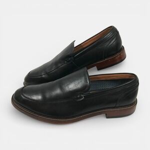 Aston Grey Salkin‎ Black Leather Loafers Mens 11.5 Moc Toe Slip On Dress Shoes